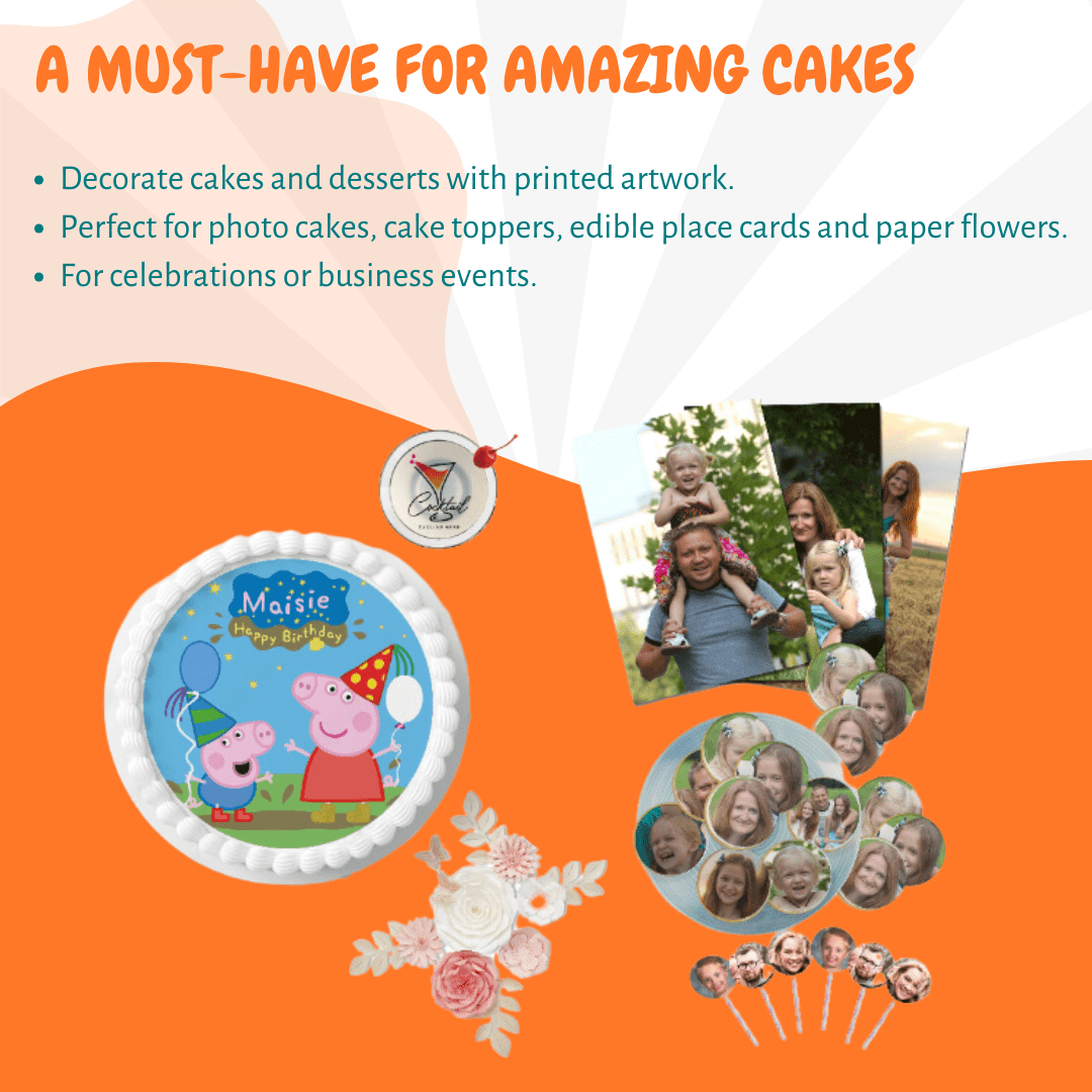 Printed edible cake toppers and photo cake decorations using icing sheets