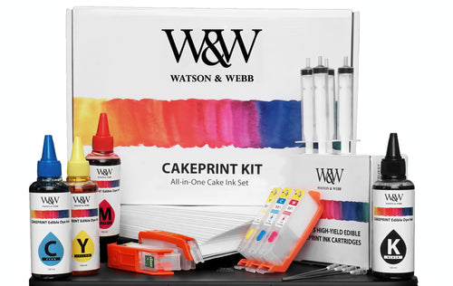 Watson & Webb Edible Ink Cartridge Set for USA only (5-Pack), Compatible with TS702A - Includes wafer paper, refill cartridges