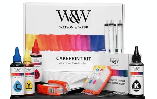 Watson & Webb Edible Ink Cartridge Set (5-Pack), Compatible with TS705A - Includes wafer paper, refill cartridges