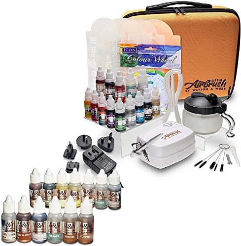 Watson & Webb Complete Airbrush Cake Decorating Kit with 25 Colours and 3 Cleaners