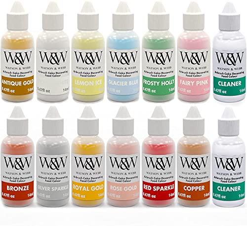 Watson & Webb Complete Airbrush Cake Decorating Kit with 25 Colours and 3 Cleaners