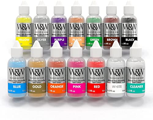 Watson & Webb Complete Airbrush Cake Decorating Kit with 25 Colours and 3 Cleaners