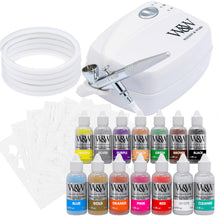 Load image into Gallery viewer, Watson &amp; Webb Essentials Selection - 17pcs Cake Airbrush Decorating Kit - Inc Professional 3 Speed Mains Powered Spray Gun, 13 Vibrant Colours, and Tools - for Food, Cakes, Cookies &amp; Baking