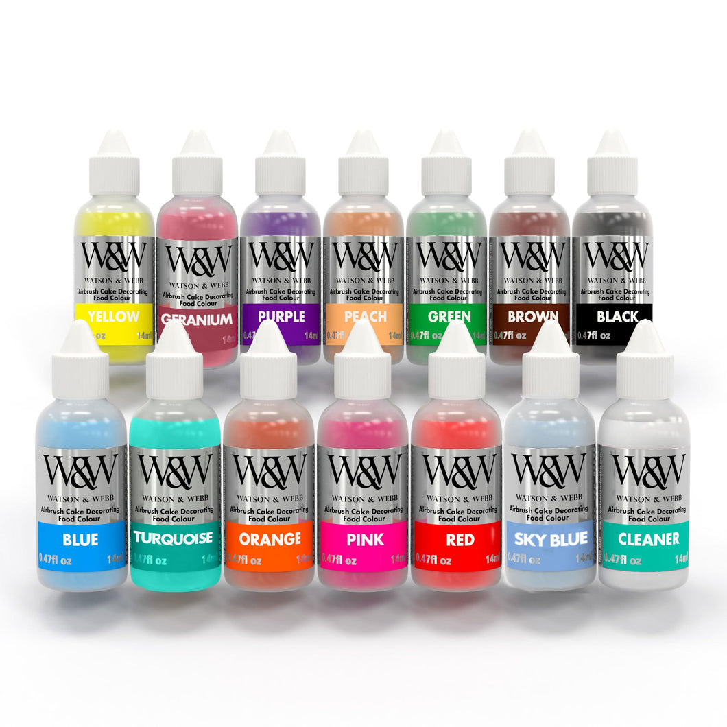 Watson & Webb Pro Liquid Food Paint + 1 Airbrush Cleaner | Vegan Friendly Concentrated Formula